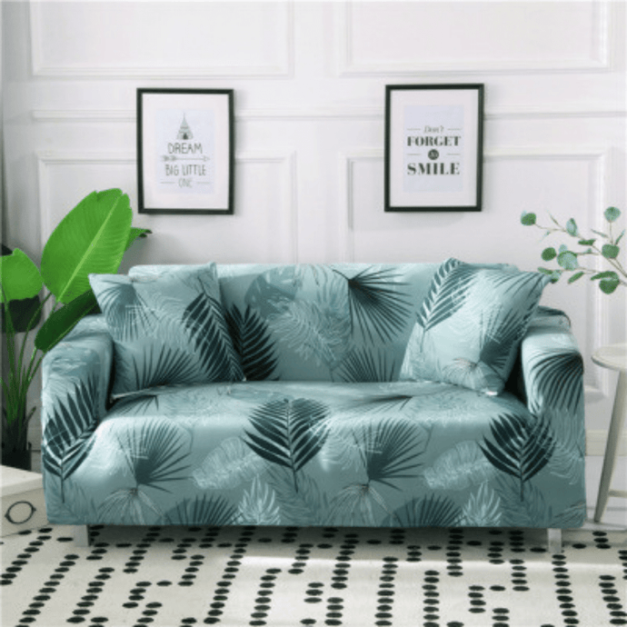 Standard Sofa Slipcovers | Green Multi-coloured Tropical Palm Leaves Patterned Sofa Cover