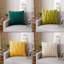 Load image into Gallery viewer, Throw Pillow Case | Green, Gold, Beige  | Plain Jacquard W Style Velvet Sofa Throw Pillow covers