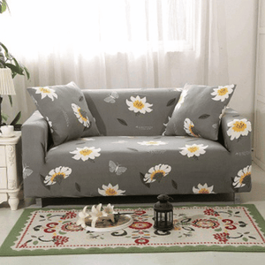 Standard Sofa Slipcovers | Universal Flower & Palm leaves Red, Brown, Grey Patterned Sofa Cover