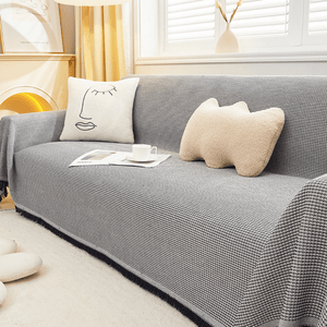 Sofa Throw | Light Coffee, Beige, Grey |  Multicoloured Chenille Fabric Sofa Cover