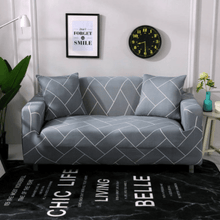 Load image into Gallery viewer, Standard Sofa Slipcovers | Grey, Black, White | Stylish Multi coloured Patterned Shapes Sofa Cover