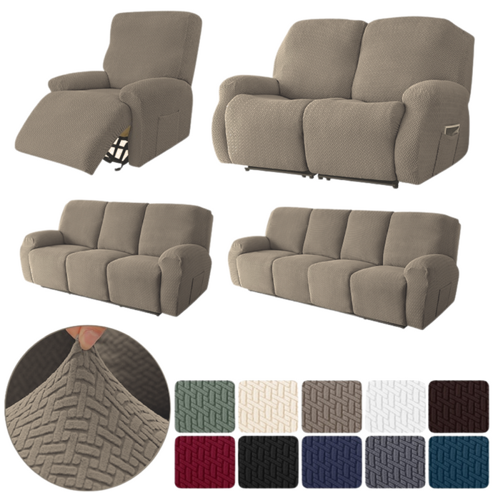 Recliner Sofa Slipcovers | 1, 2, 3, 4 Seater | Taupe | Jacquard Solid Coloured Universal Recliner Sofa cover