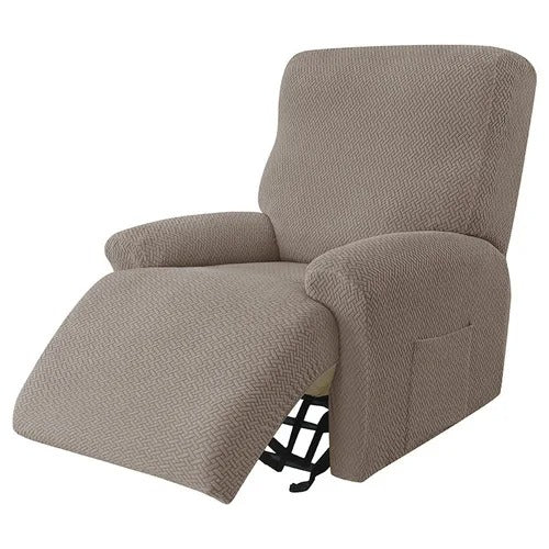 Recliner Sofa Slipcovers | 1, 2, 3, 4 Seater | Taupe | Jacquard Solid Coloured Universal Recliner Sofa cover