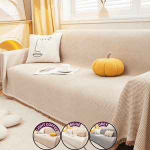 Sofa Throw | Light Coffee, Beige, Grey |  Multicoloured Chenille Fabric Sofa Cover