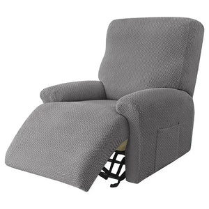 Recliner Sofa Slipcovers | 1, 2, 3, 4 Seater | Grey | Jacquard Solid Coloured Universal Recliner Sofa cover