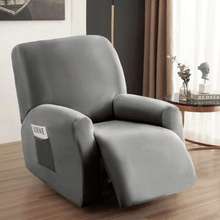 Load image into Gallery viewer, Arm Chair Slipcovers | Recliner | Black &amp; Grey | Plain Velvet Solid Coloured Armchair Covers