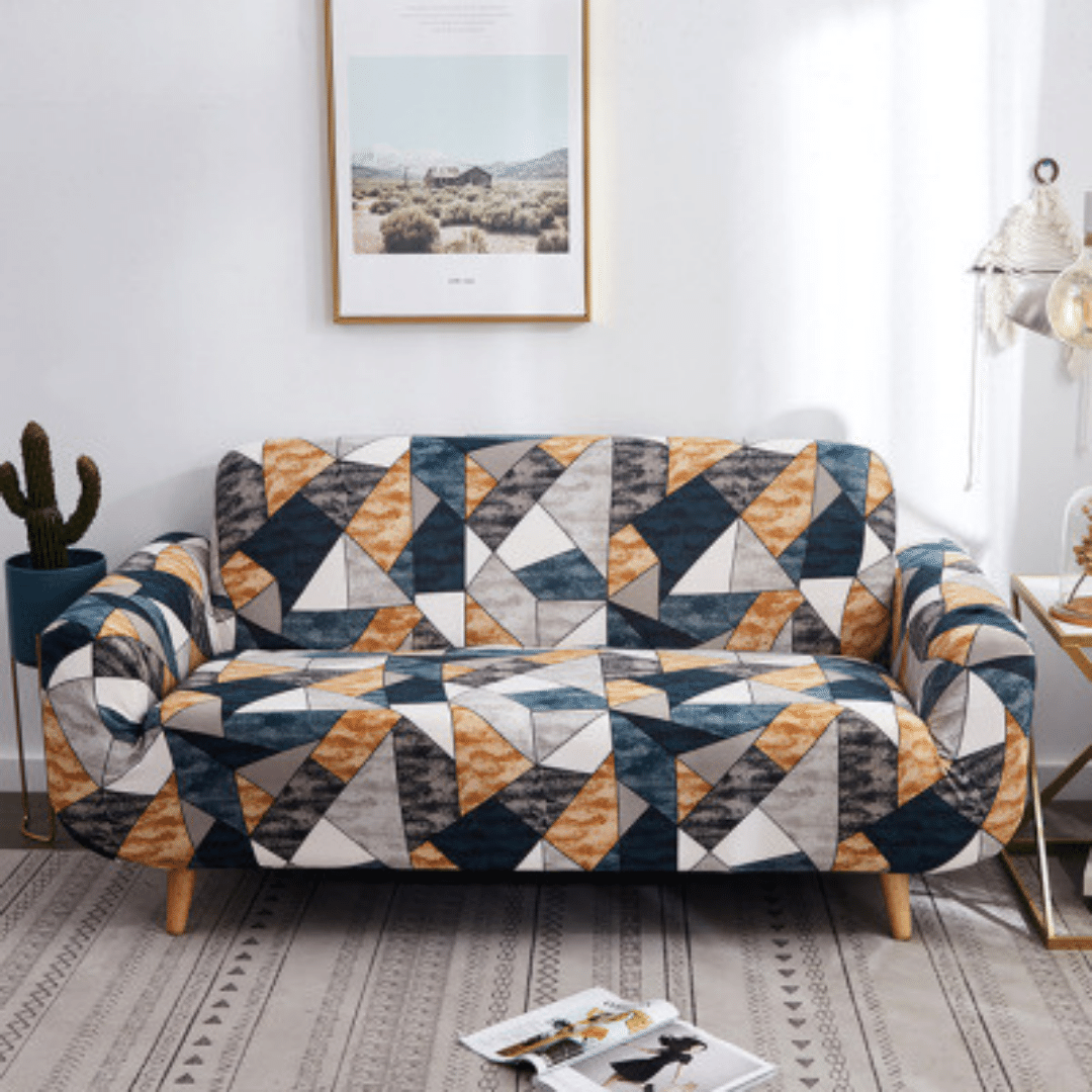 Standard Sofa Slipcover: Triangle Pattern Multicoloured