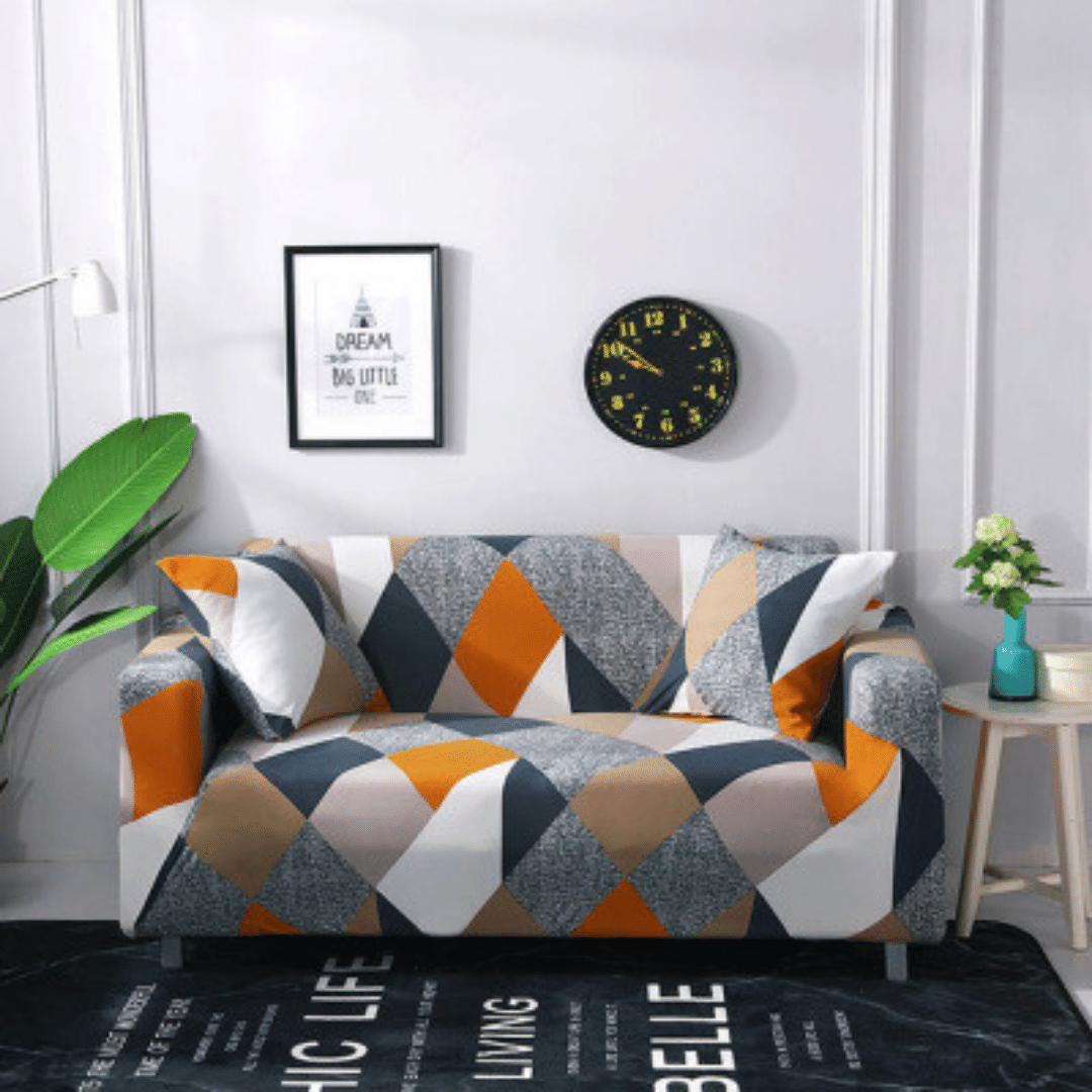 Standard Sofa Slipcover: Multicoloured & Patterned Triangle