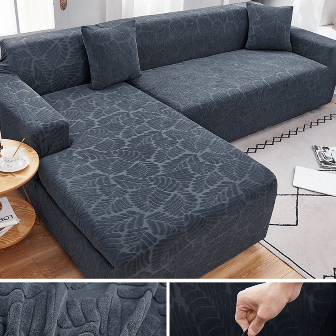 Patterned Sectional Sectional Sofa Slipcovers | Solid Coloured Floral patterned Jacquard C ...