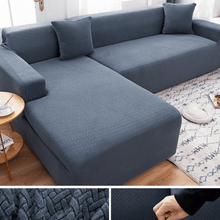 Load image into Gallery viewer, Sectional Sofa Slipcovers | Plain Coloured Jacquard Corner Sofa Cover