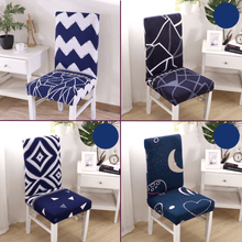 Load image into Gallery viewer, Dining Chair Slipcovers | Blue  &amp; White | Patterned Multi Coloured Chair Cover