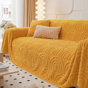 Sofa Throw | Plush | Jacquard Solid coloured Thick & Soft Fabric Sofa Cover