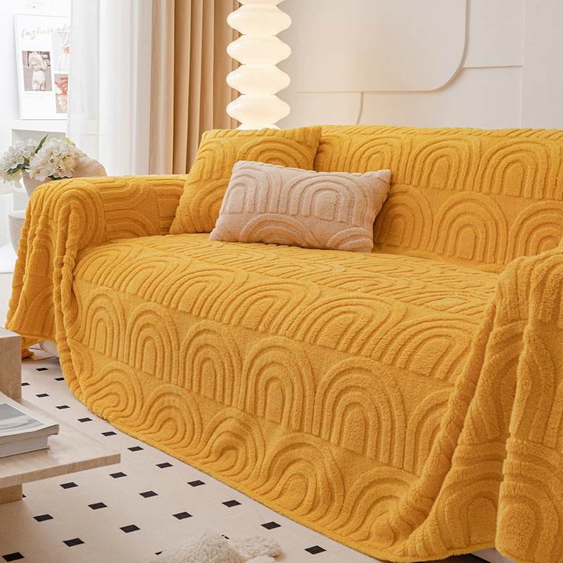 Sofa Throw | Plush | Jacquard Solid coloured Thick & Soft Fabric Sofa Cover