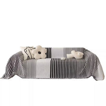 Load image into Gallery viewer, Sofa Throw | Black, Grey | Vertical Stripes Patterned Multi coloured Chenille Fabric Sofa Cover