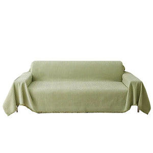 Sofa Throw | Green, Grey, White | Jacquard Solid coloured Chenille Fabric Sofa Cover