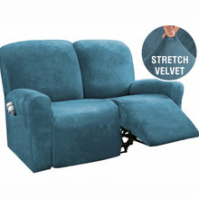 Load image into Gallery viewer, Recliner Sofa Slipcovers | 2 &amp; 3 Seater | Peacock Blue | Stretch Velvet Solid Coloured Recliner Sofa Cover