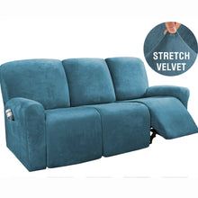 Load image into Gallery viewer, Recliner Sofa Slipcovers | 2 &amp; 3 Seater | Peacock Blue | Stretch Velvet Solid Coloured Recliner Sofa Cover