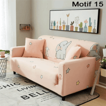 Load image into Gallery viewer, Standard Sofa Slipcovers |  Pink Multi-coloured Elephant Patterned Sofa Cover