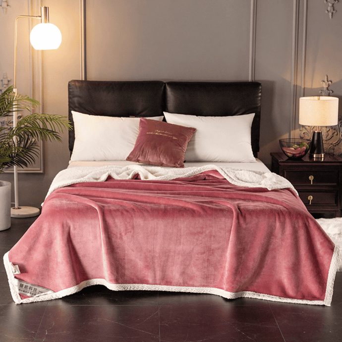 Throw Blanket | Pink Coral Fleece, Solid Coloured Sofa Throw Blanket cover