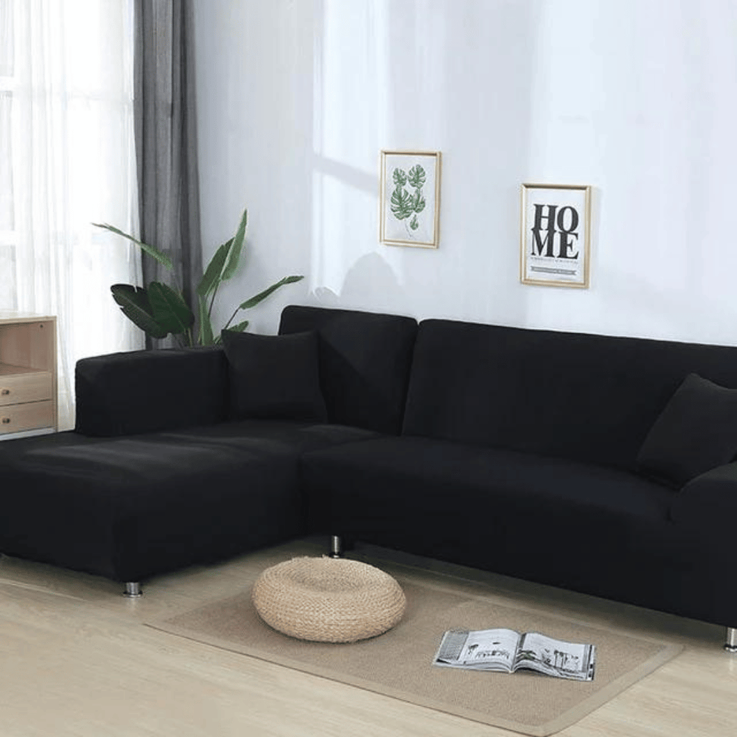 Sectional Sofa Slipcovers | Black, Grey, Coffee, Camel | Plain Solid Coloured Universal Corner Sofa Cover