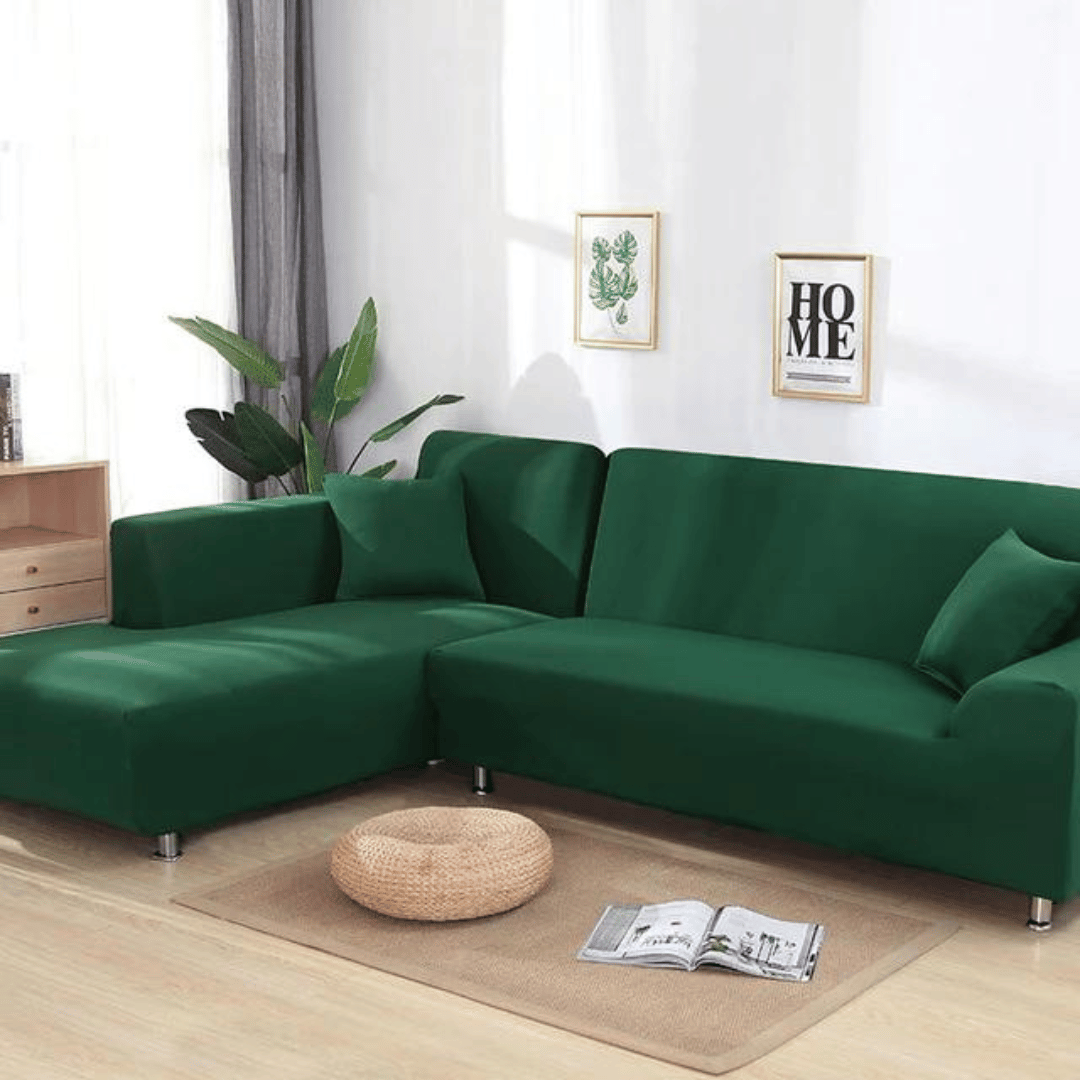 Sectional / Corner Sofa Slipcover: Green