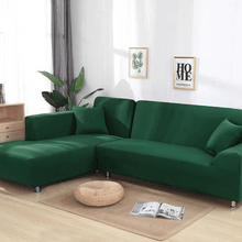 Load image into Gallery viewer, Sectional Sofa Slipcovers | Dark Green, Green, Orange, Yellow | Plain Solid Coloured  Universal Corner Sofa Covers