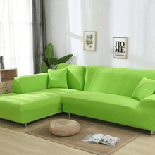 Load image into Gallery viewer, Sectional Sofa Slipcovers | Dark Green, Green, Orange, Yellow | Plain Solid Coloured  Universal Corner Sofa Covers