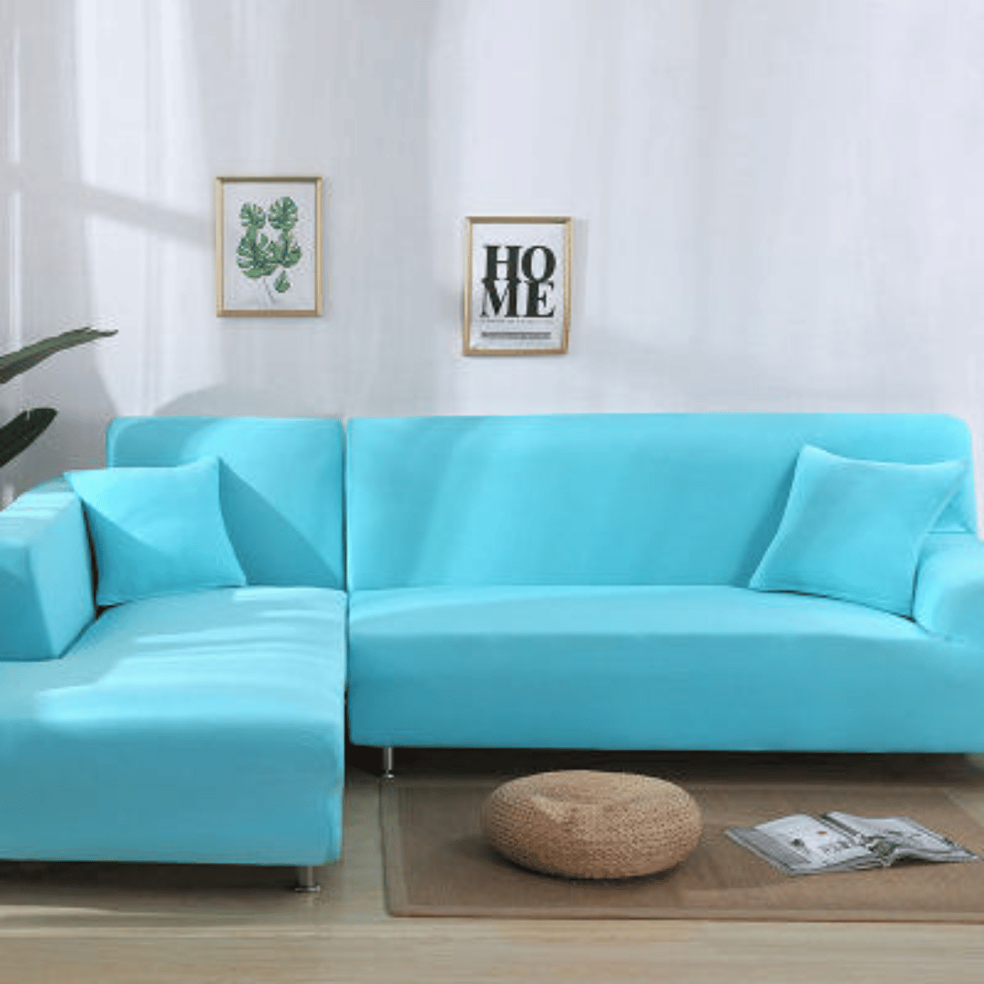 Sectional/ Corner Sofa Slipcover - Sky Blue
