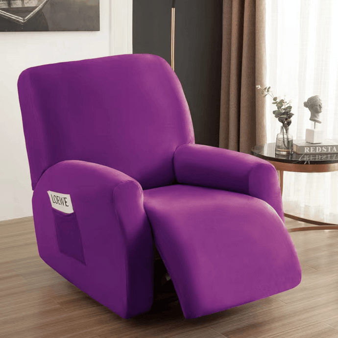 Arm Chair Slipcovers | Recliner | Purple & Light Purple | Plain Velvet Solid Coloured Armchair Covers