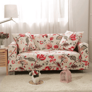 Standard Sofa Slipcovers | Universal Beige Flower & Sketch Patterned Sofa Cover