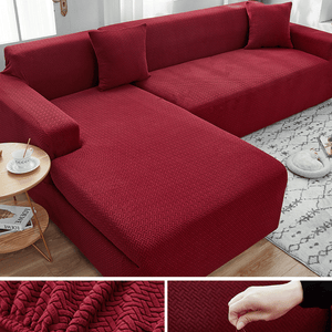 Sectional Sofa Slipcovers | Plain Coloured Jacquard Corner Sofa Cover