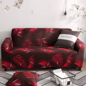 Standard Sofa Slipcovers | Universal Flower & Palm leaves Red, Brown, Grey Patterned Sofa Cover