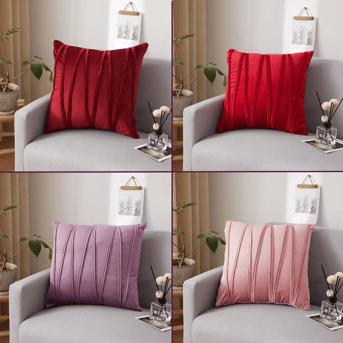 Throw Pillow Case | Red, Purple, Pink | Plain Jacquard W Style Velvet Sofa Throw Pillow covers