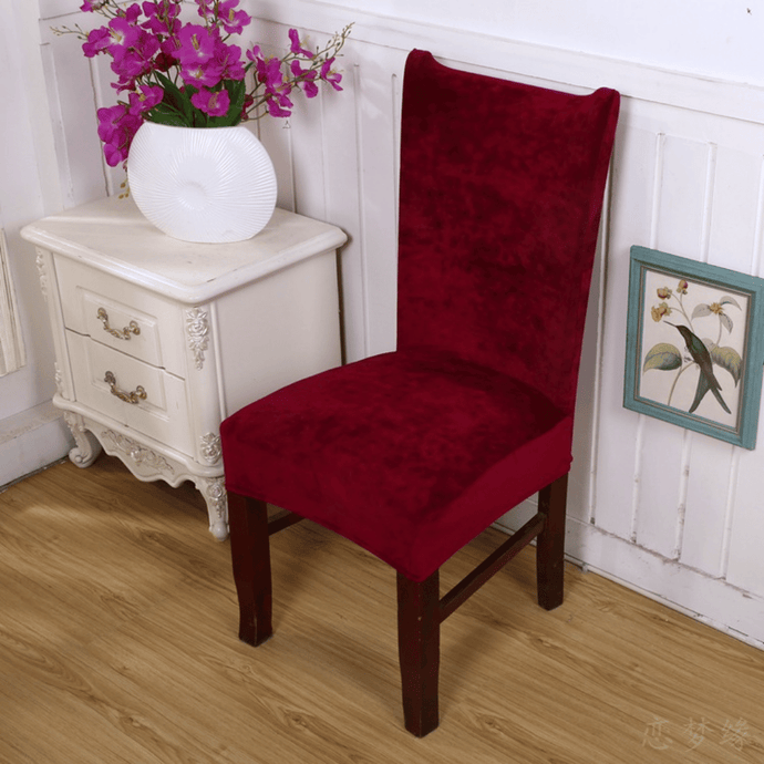 Dining Chair Slipcovers | Red | Thick Plush Solid Coloured Chair Cover