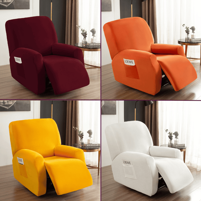 Arm Chair Slipcovers | Recliner | Red, Orange, Yellow, White | Plain Velvet Solid Coloured Armchair Covers