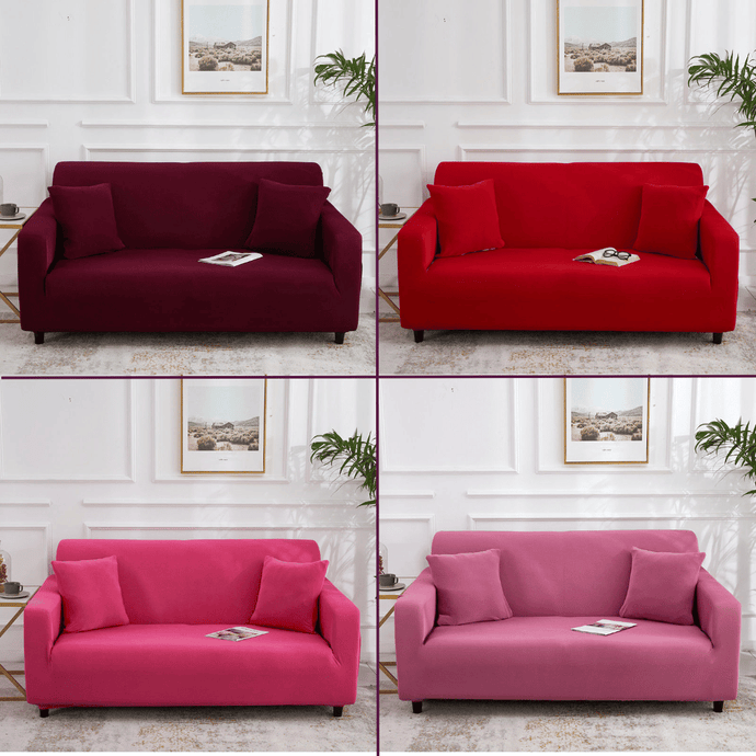 Standard Sofa Slipcovers | Dark & Light Red | Plain Solid Coloured Sofa Cover