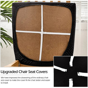 Chair Seat Cushion Slipcovers | Leather | Plain, Solid Coloured Waterproof Dining Chair Seat Cushion Covers