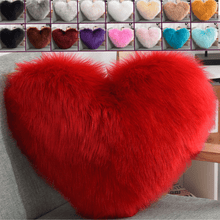 Load image into Gallery viewer, Throw Pillow Cover | Single Colour Fluffy Heart Shaped Plush Pillowcase