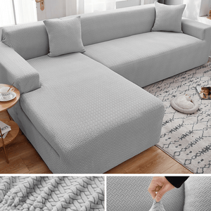 Sectional Sofa Slipcovers | Plain Coloured Jacquard Corner Sofa Cover