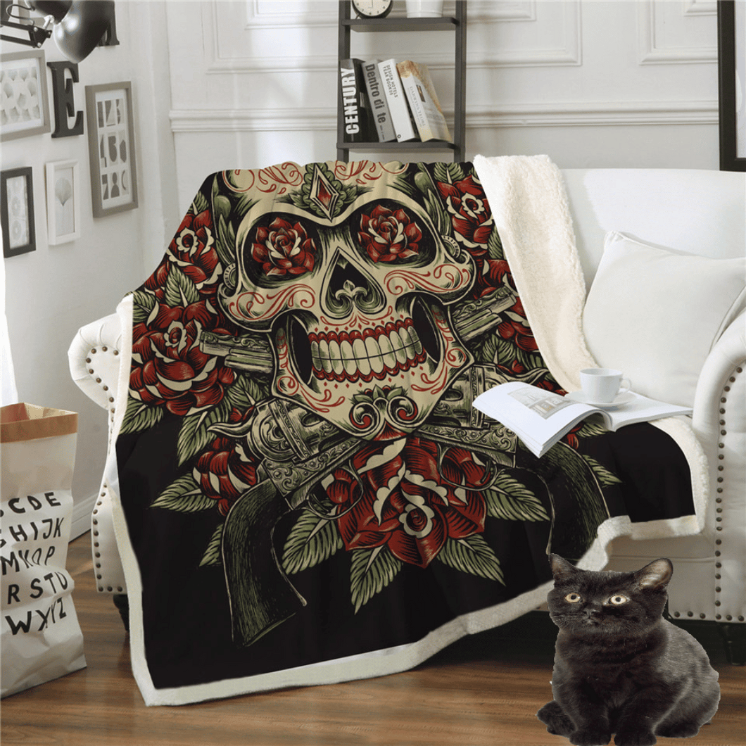 Throw Blanket  |  Multi Coloured Skull Patterned Sofa Throw Blanket cover