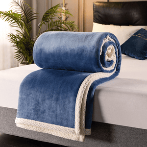 Throw Blanket | Sky Blue Coral Fleece, Solid Coloured Sofa Throw Blanket cover