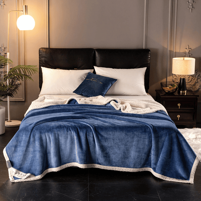 Throw Blanket | Sky Blue Coral Fleece, Solid Coloured Sofa Throw Blanket cover