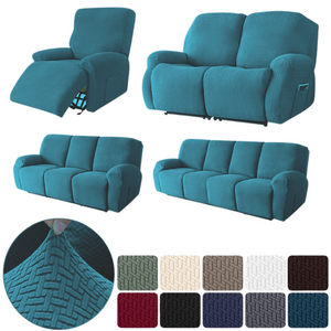 Recliner Sofa Slipcovers | 1, 2, 3, 4 Seater | Sky Blue | Jacquard Solid Coloured Universal Recliner Sofa cover