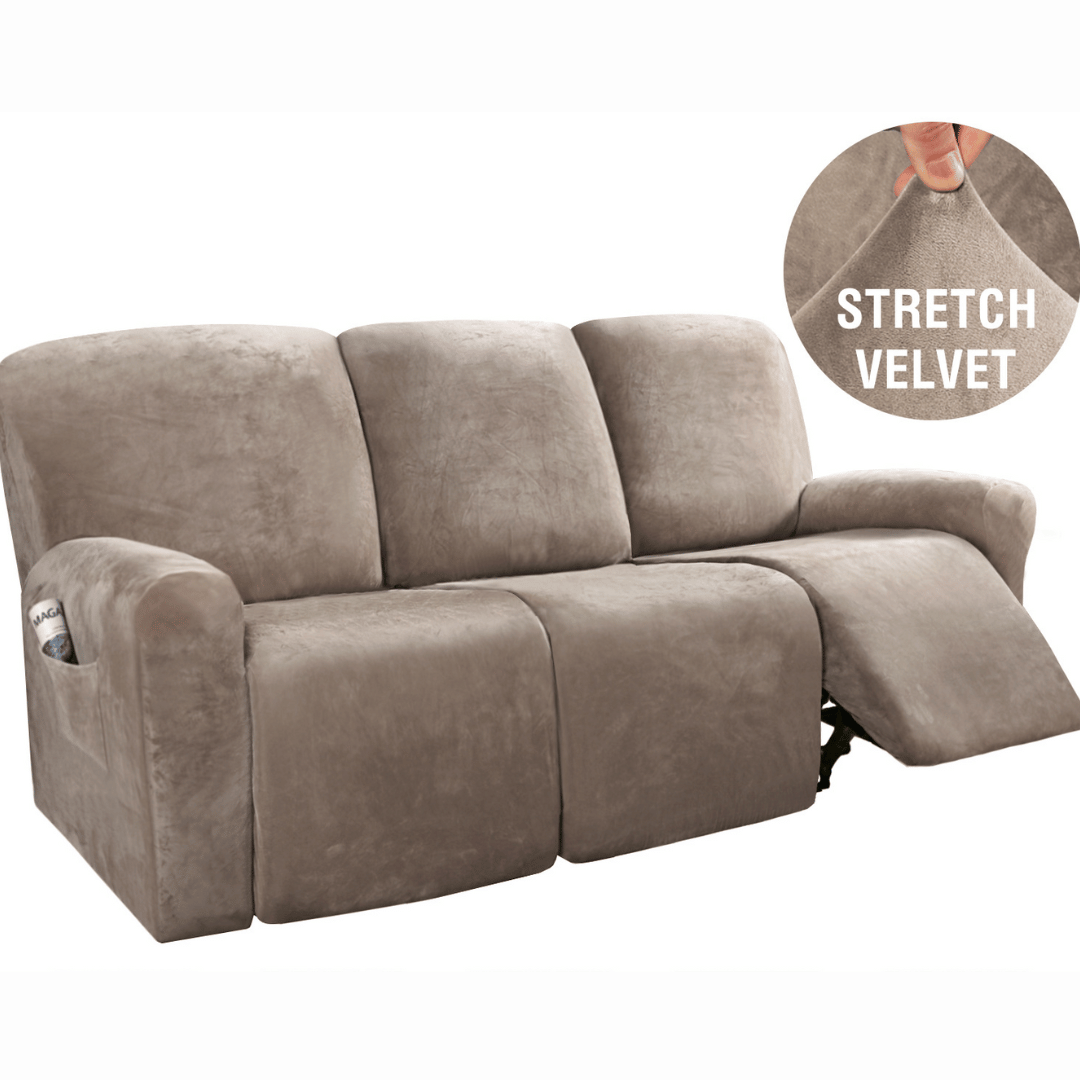 Recliner Sofa Slipcover - Taupe - 3 Seater