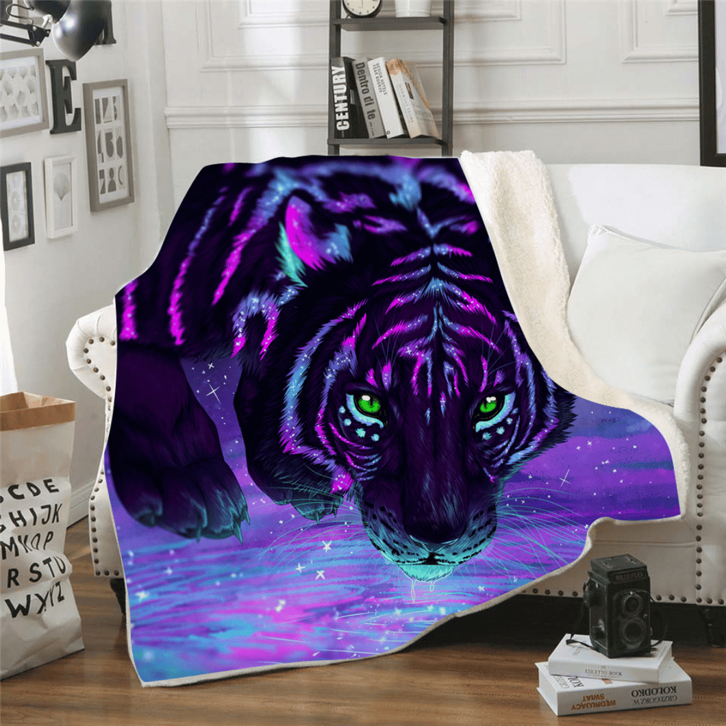 Sofa Throw Blanket  |  Majestic Purple Tiger Patterned Sofa Throw Blanket cover