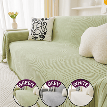 Load image into Gallery viewer, Sofa Throw | Green, Grey, White | Jacquard Solid coloured Chenille Fabric Sofa Cover