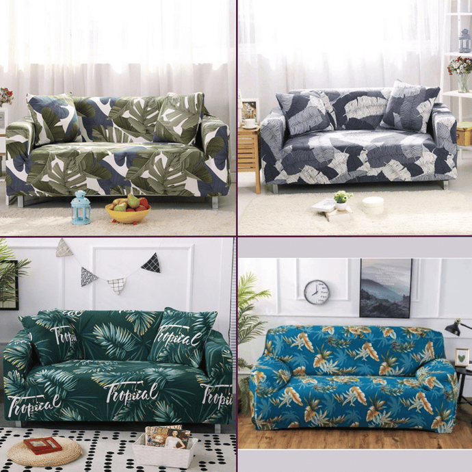 Standard Sofa Slipcovers | Grey, Green, Blue | Universal Tropical & Camo Multi coloured Patterned Sofa Cover