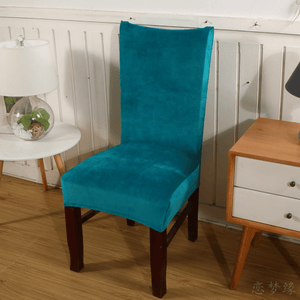 Dining Chair Slipcovers | Black, Dark Grey, Grey, Turquoise | Thick Plush Solid Coloured Chair Cover
