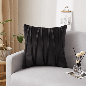Throw Pillow Case | Plain Black, Brown, Grey Jacquard W Style Velvet Sofa Throw Pillow covers