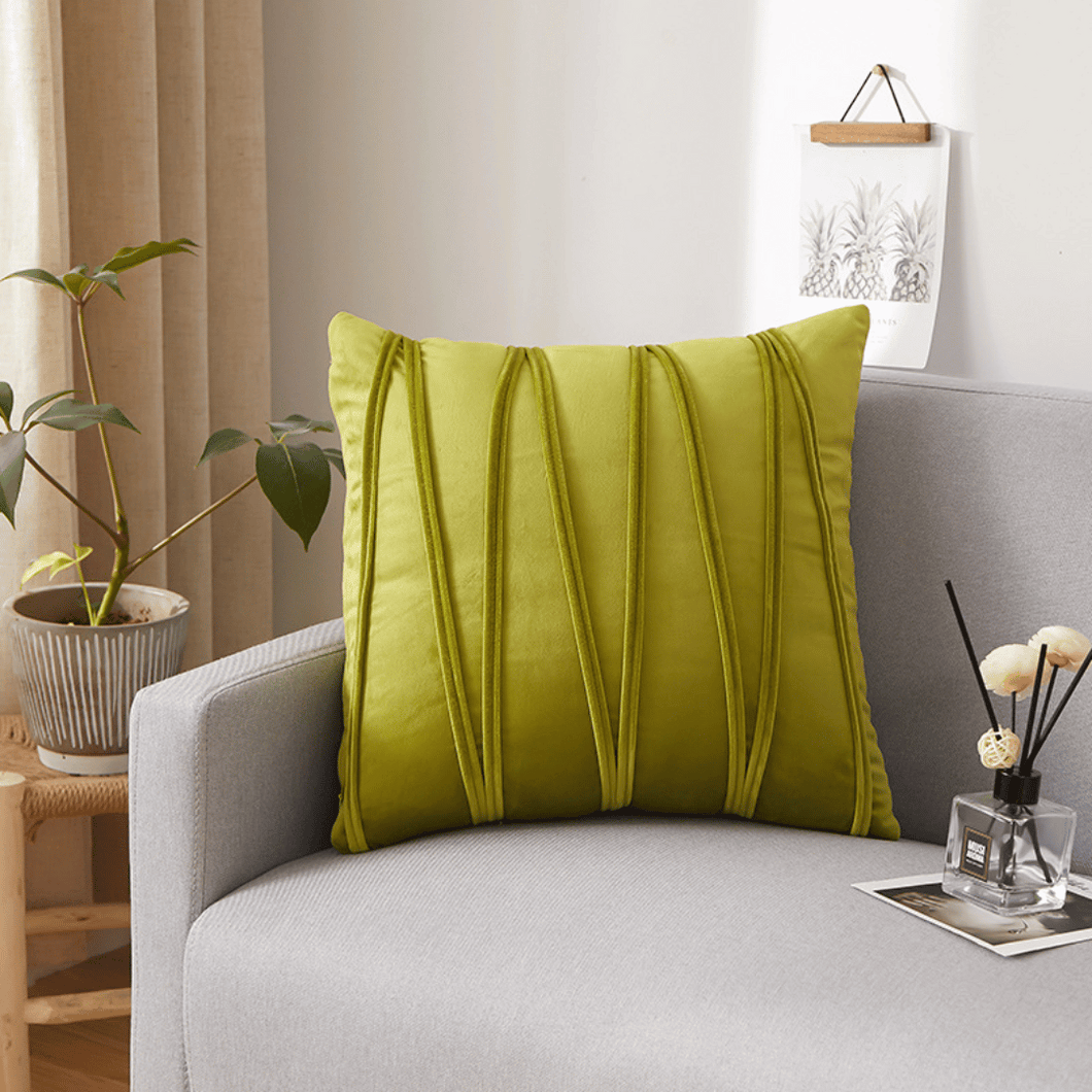Throw Pillow Case | Green, Gold, Beige  | Plain Jacquard W Style Velvet Sofa Throw Pillow covers